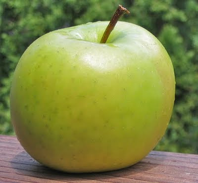 Round apple with delicate green-yellow color