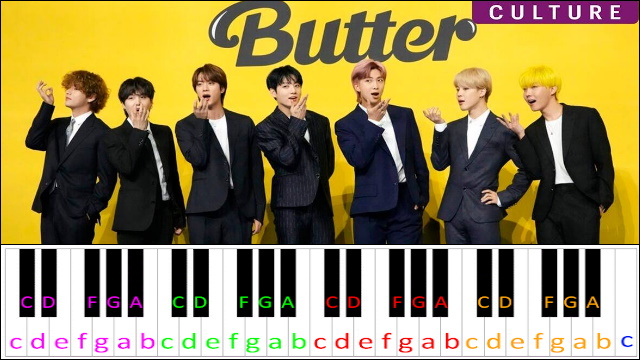 Butter by BTS Piano / Keyboard Easy Letter Notes for Beginners