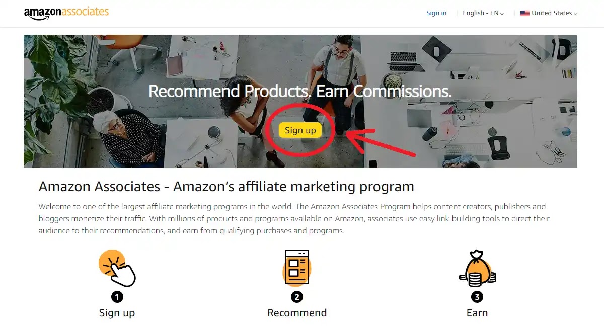 Sign Up for Amazon Affiliate Program