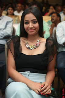 Swetha Basu in a Black Sleeveless Top Long Skirt at Mixture Potlam Movie Audio Launch 040.JPG