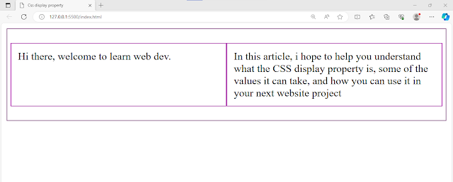 Output of HTML and CSS code