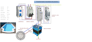 encendido focos piscina con contactor reloj mas transformador entrada 220v y salida 12v