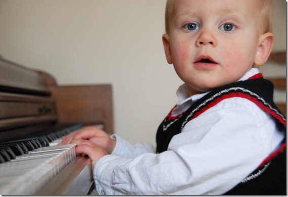 T looking at me with piano