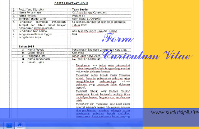 Contoh Daftar Riwayat Hidup (cv) Lengkap Dan Siap Pakai