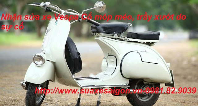 Nhận sửa xe Vespa Cổ bị móp méo, trầy xướt do sự cố va chạm