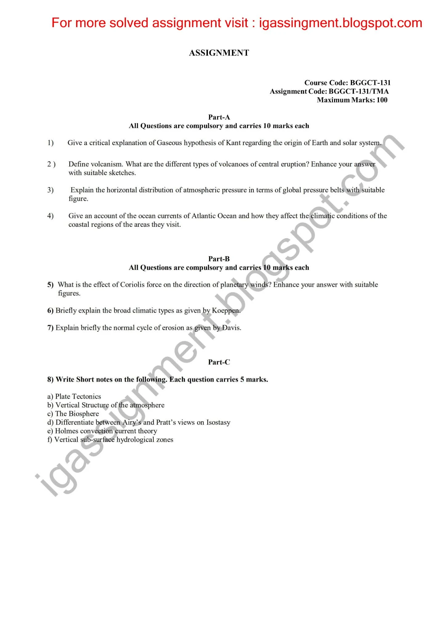 bggct 131 solved assignment