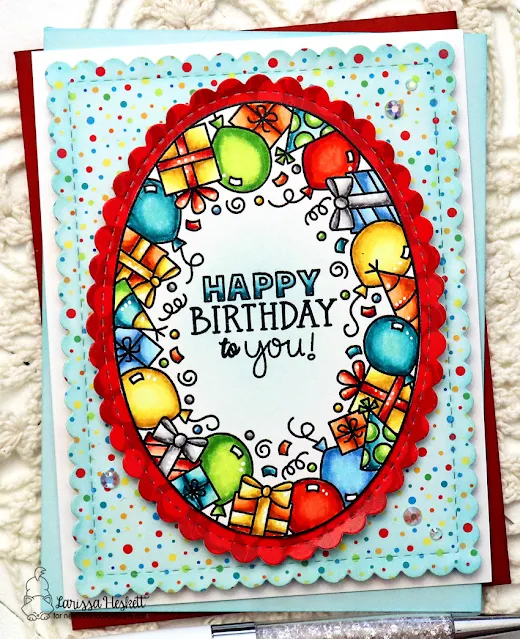 Happy Birthday to You Card created by Larissa Heskett for Newton's Nook Designs using Birthday Oval Stamp Set, Oval Frames Die Set, Frames & Flags Die Set & Birthday Party 6x6 Patterned Paper Pad
