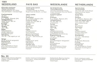 dos maxicard "Le palais Huis Ten Bosh" - Pays Bas 1981