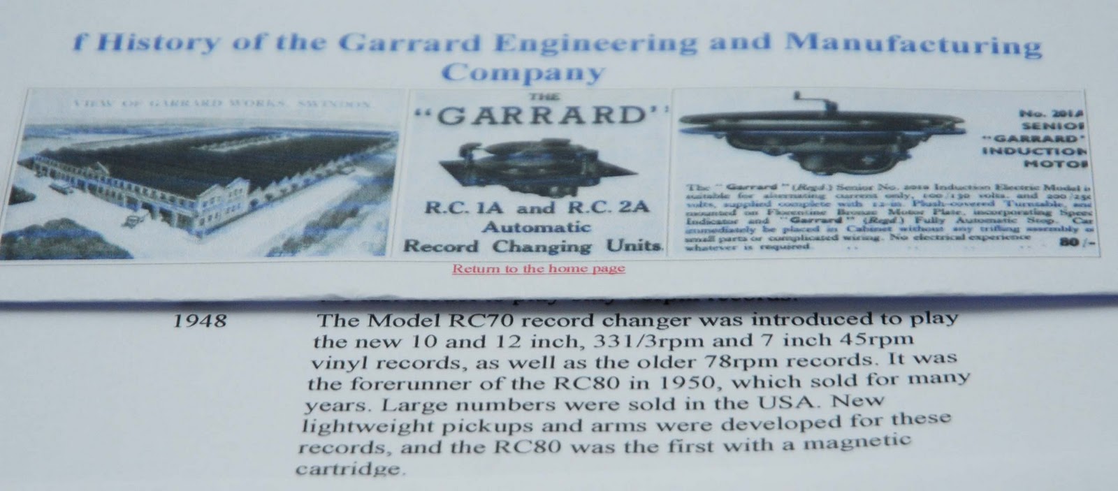 MY Classic : Radio pick up Garrard Sold