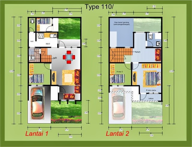 Baru Gambar Denah Rumah 2 Lantai, Rumah Minimalis 2 Lantai