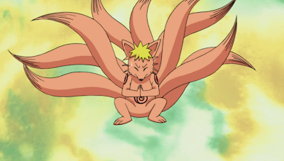 Naruto's first attempt to attain the full Nine-Tails form