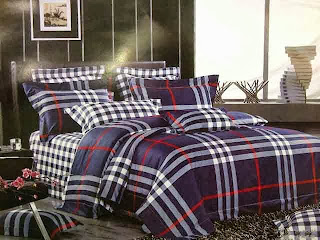 Sprei Jepang Motif Burberry Biru