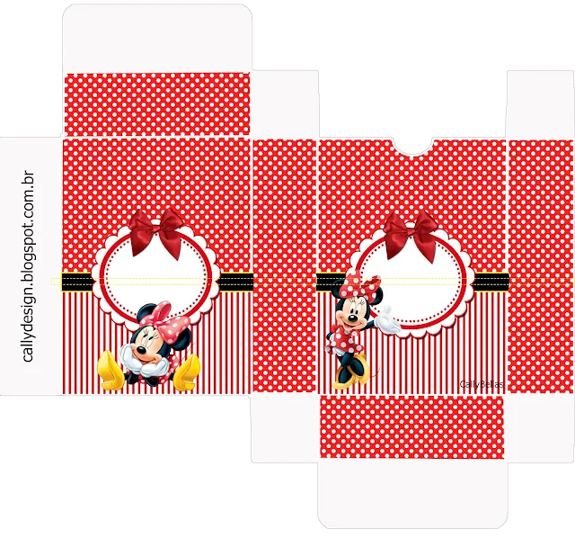 Cajas de Minnie en Rayas Rojas para imprimir gratis.