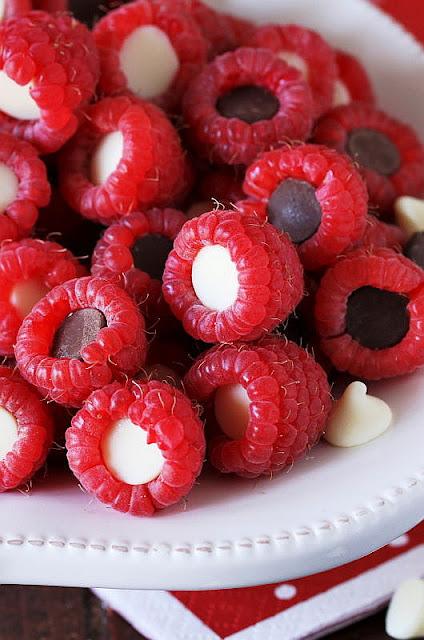 Close-Up of Chocolate-Stuffed Raspberries Image