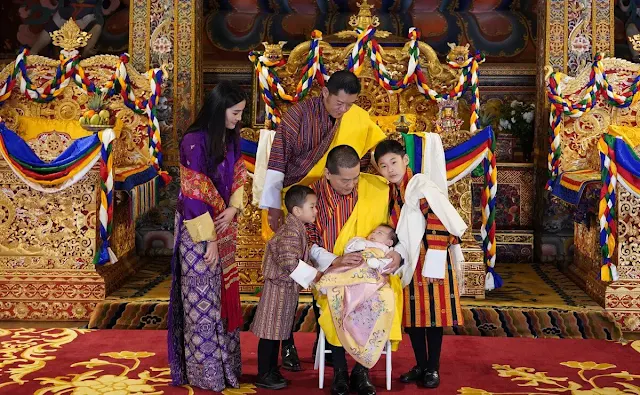 King Jigme Khesar Namgyel Wangchuck, Queen Jetsun Pema, Princess Sonam Yangden, Crown Prince Jigme and Prince Ugyen