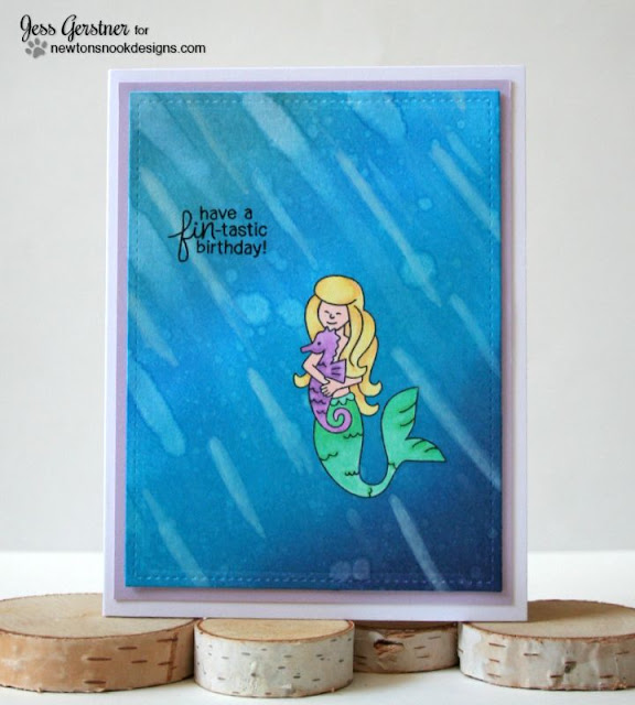 Mermaid Ocean with Sun Rays Card featuring Newton's Nook Designs Mermaid Crossing