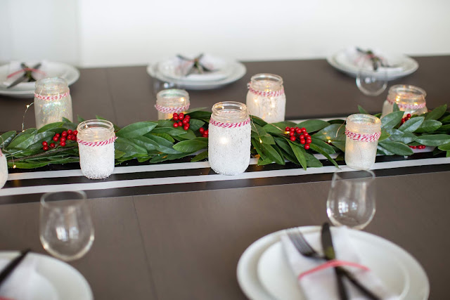 DIY Glittery White Christmas Mason Jar Centerpiece by The Celebration Stylist