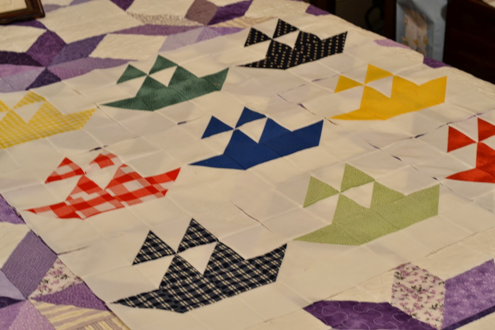Here is my current Work In Progress, a sailboat quilt for Grandson 