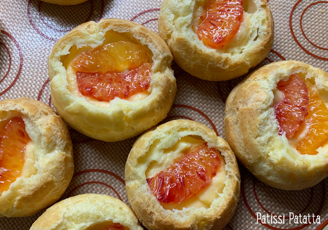 Recette de choux à l’orange sanguine, choux maison, pâte à choux, curd à l’orange sanguine, curd maison, chantilly à l’orange, dessert, fait maison, patissi-patatta