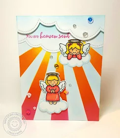 Sunny Studio Stamps: Little Angels & Angelic Sentiments You Are Heaven Sent Card by Lindsey Sams.