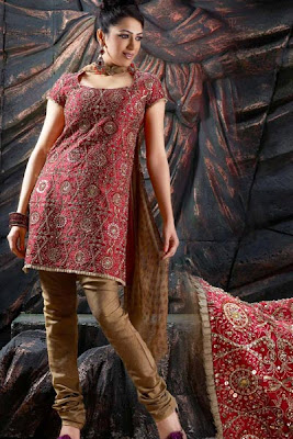 Red Indian kurtis with sequin work