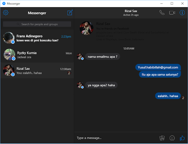 Mengganti Tema Facebook Messenger For PC