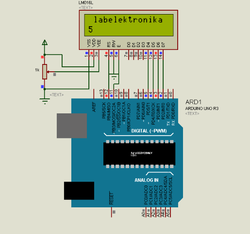 Cara Program LCD Karakter 16x2 Menggunakan Arduino dan Proteus