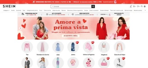 shein, homepage, abbigliamento donna e uomo,