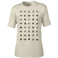 T-shirt IconSpeak avec logos et signes pour communiquer.