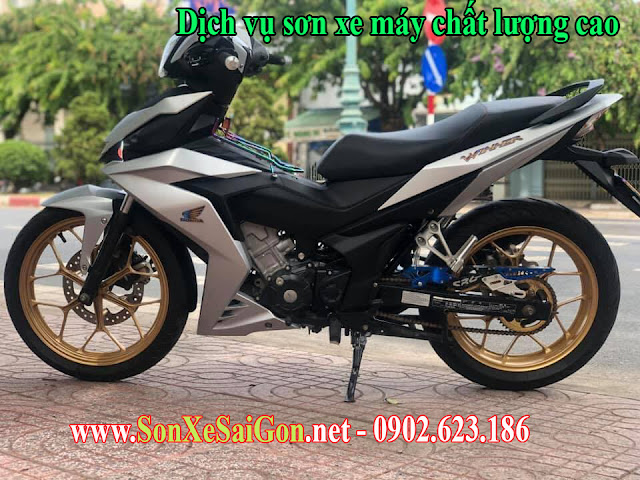 Mẫu sơn xe Honda Winner 150 trắng mâm vàng đồng