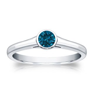 Diamant Ring 0.25 Karat blauer Solitär 585/14K Weißgold