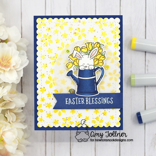 Easter Blessings by Amy features Hop Into Spring, Petite Flowers, Frames & Flags, Spring Roundabout, and Circle Frames by Newton's Nook Designs; #inkypaws, #newtonsnook, #eastercards, #cardmaking, #springcards