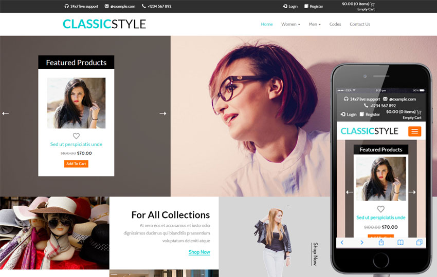 Classic Style Best Free Ecommerce Website Templates