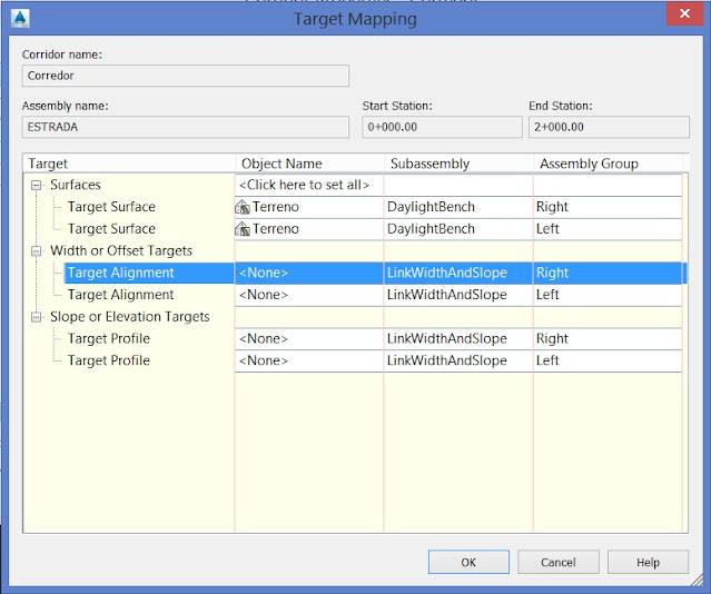 Configurando os targets do corredor