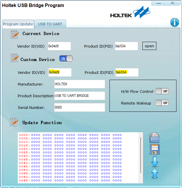 Modificarea chip-ului de interfață USB-serial HT42B534