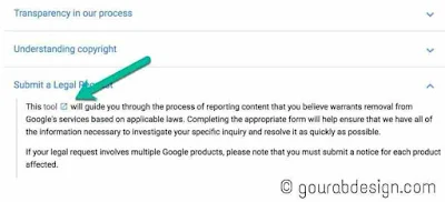 submit a legal request to google