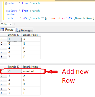 Add row to query result using select