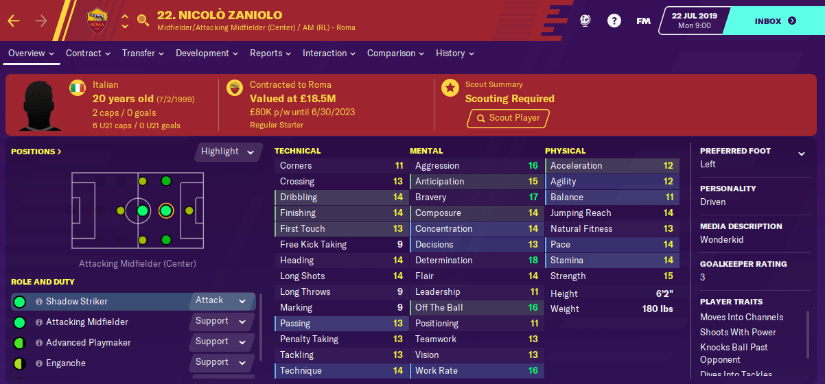 FM20 Wonderkid - Nicolo Zaniolo