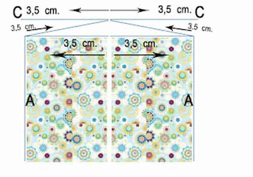 Tela dividida en tres para el pliegue