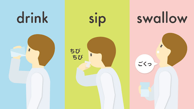 drink と sip と swallow の違い