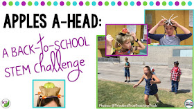 Back-to-School STEM Challenge: In Apples A-head, students build an apple-balancing device to be worn on their heads and test in a relay race. This challenge is perfect for studies of gravity, forces & motion, and includes modifications for grades 2-8.