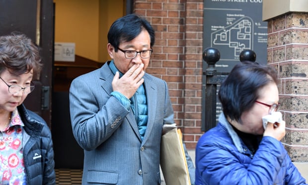 Father of Hee Kyung Choi, Jusuk Choi (centre) and his wife (right, no name given) leave Sydney supreme court on Friday, 31 May