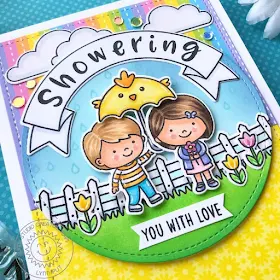 Sunny Studio Stamps: Phoebe Alphabet Banner Basics Spring Showers Spring Scene Everyday Cards by Lynn Put