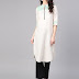 Women Off-White Yoke Design Straight Kurta