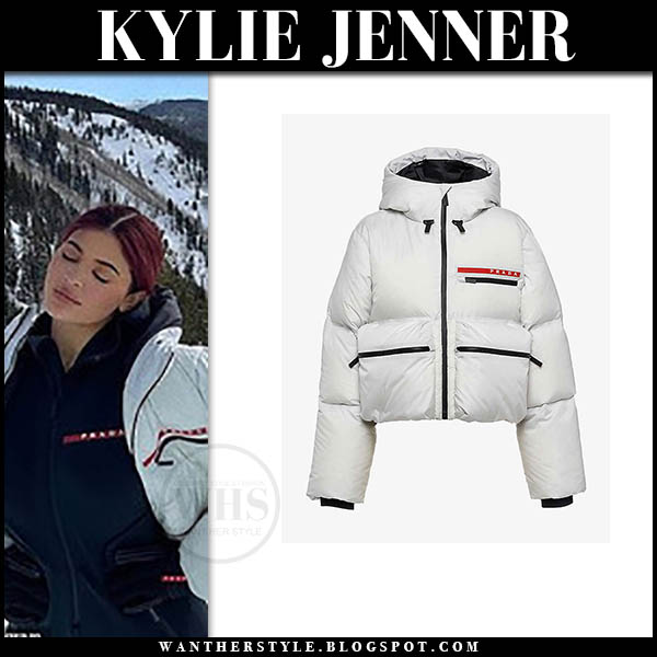 Kylie Jenner in white puffer jacket
