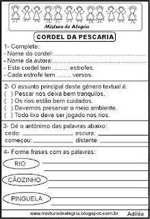 Cordel da pescaria alfabetização