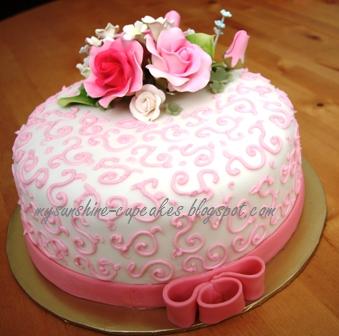 Wedding Cake With Pink Roses