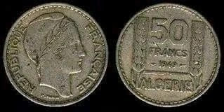 عملات نقدية وورقية جزائرية قديمة فرنك