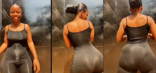 “Na Water Full This One” ~ Lady with big backside stirs reactions as she shake it relentlessly [video]