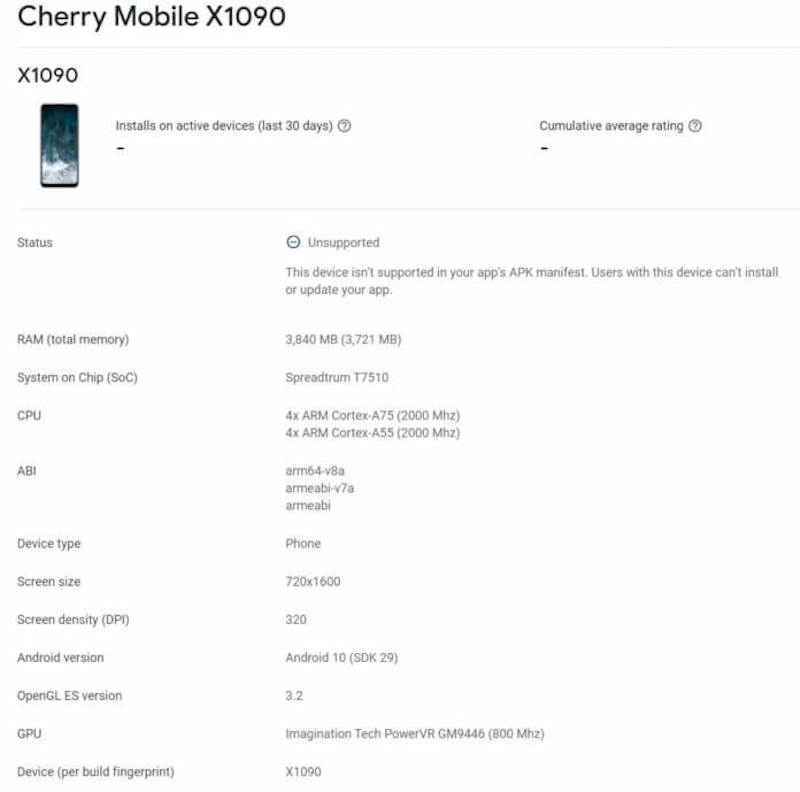 The rumored Cherry Mobile 5G smartphone's specs